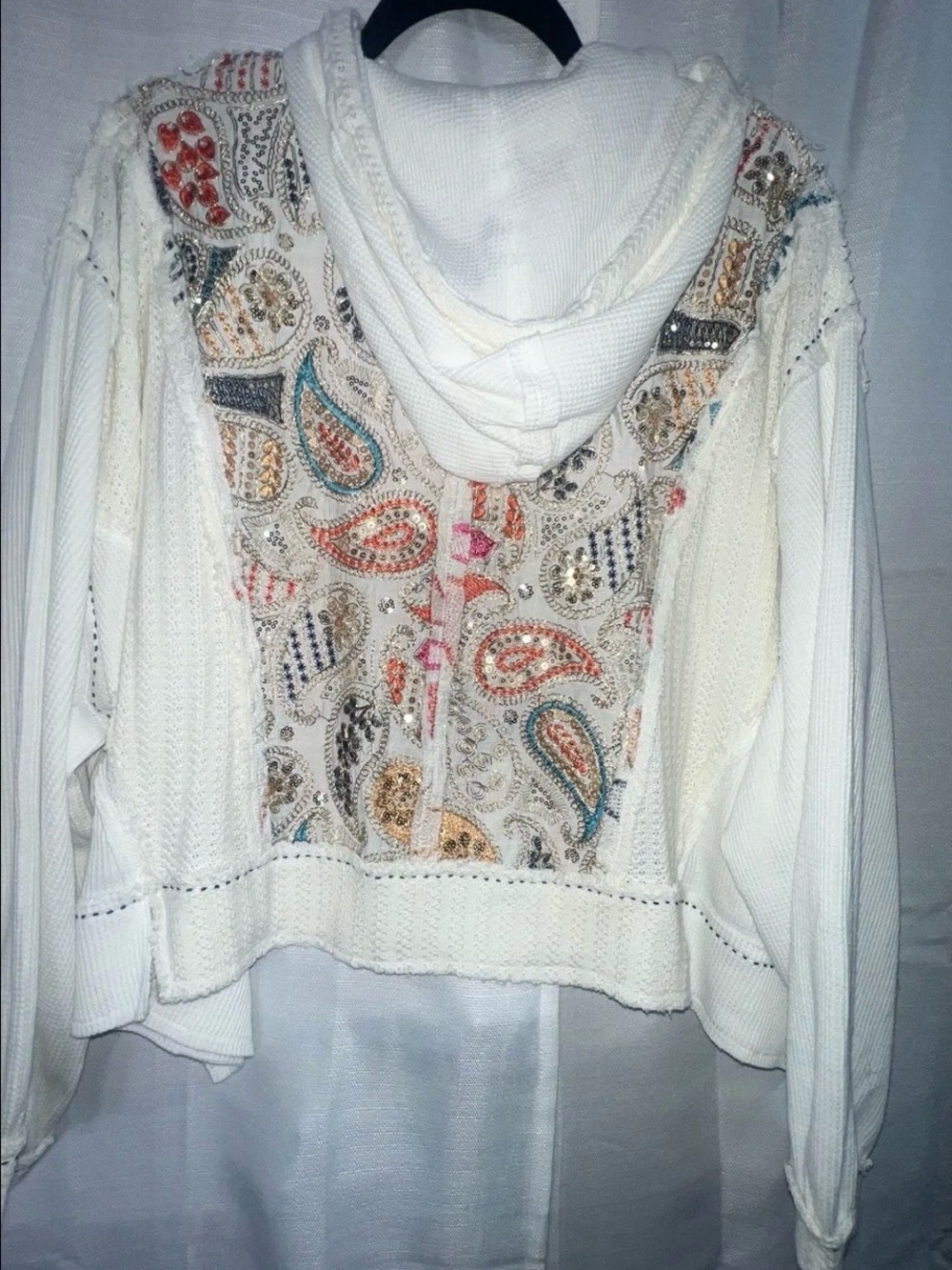 POL Cream Paisley Embroidered Sweater with Multicolor Accents - Picture 3 of 7